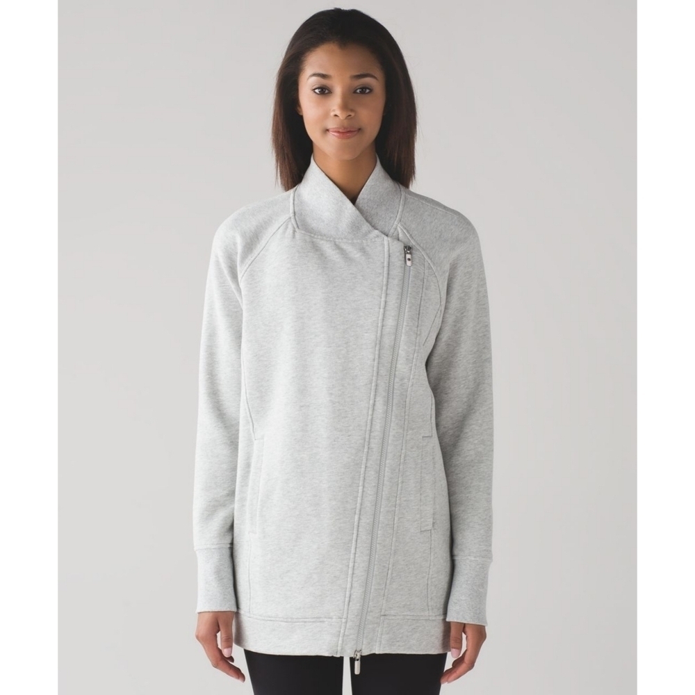 Lululemon Back To It Wrap Zip Up Sweater In Heathered Vapor Size 8 - Picture 9 of 10
